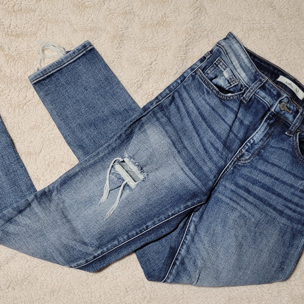 Buckle Brand Willow & Root " everyday jean " Destructed Straight Leg 25